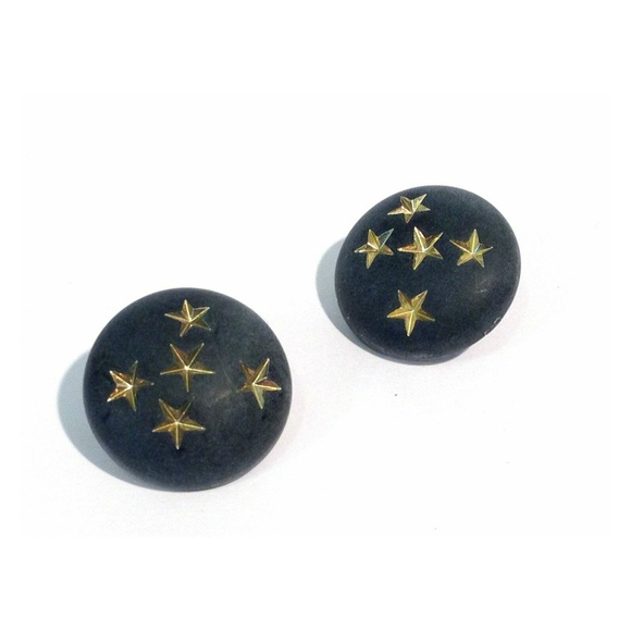 Vintage Lucite Retro Button Stars Stud Earrings - Picture 2 of 5